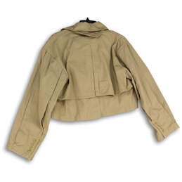 NWT Womens Tan Long Sleeve Spread Collar Button Front Cropped Jacket Size S alternative image