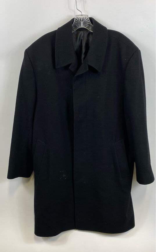 London Fog Mens Black Long Sleeve Collared Pockets Winter Overcoat Size 44 image number 1