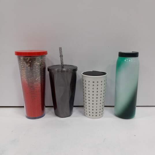 Bundle of 4 Assorted Starbucks Travel Tumblers with Straw image number 2