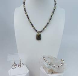 925 Garnet & Labradorite Artisan Jewelry 31.7g