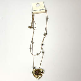 Designer Lucky Brand Gold-Tone Chain Beaded Heart Shape Pendant Necklace alternative image