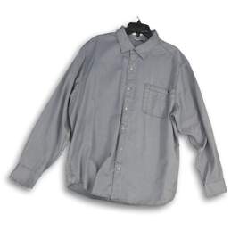 Tommy Bahama Mens Gray Long Sleeve Pocket Spread Collar Button-Up Shirt Size XL