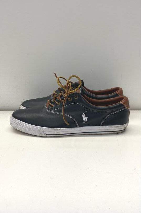 Polo By Ralph Lauren Vaughn Black Leather Lace Up Sneakers Men's Size 16 D image number 3