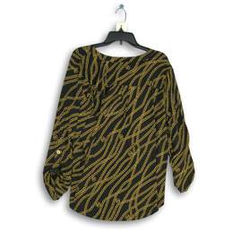 NWT Michael Kors Womens Black Gold Front Zip Roll-Tab Sleeve Blouse Top XL alternative image