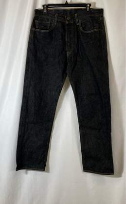 Levi's Mens Blue 501 Dark Wash 5-Pocket Design Denim Straight Jeans Sz W33 X L32