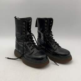 Wojas Womens Black Leather Round Toe Mid-Calf Lace-Up Combat Boots Size EU 38 alternative image