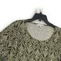 NWT Notations Womens Blouse Top Round Neck Bell Sleeve Green White Batik Size 1X image number 3