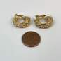 Designer Swarovski Gold-Tone Clear Rhinestone Fashionable Hoop Earrings image number 3