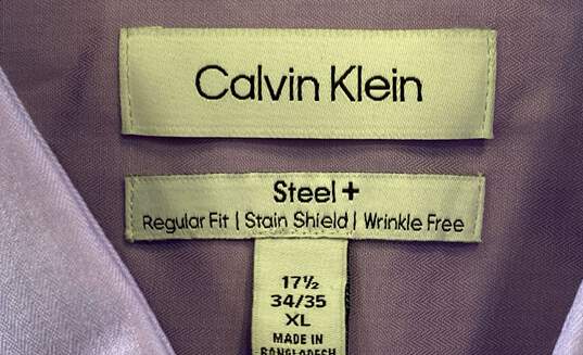 NWT Calvin Klein Mens Orchid Mist Long Sleeve Collared Button-Up Shirt Size XL image number 3