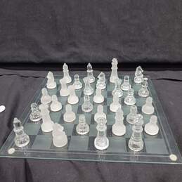 Glass Chess Board Game w/ Glass Pieces Set