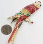 Bob Mackie Signed Gold Tone Icy Enamel Parrot Brooch 37.3g image number 6