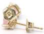 14K Yellow Gold Pink Zirconia Heart Shaped Stud Earrings 0.8g image number 6