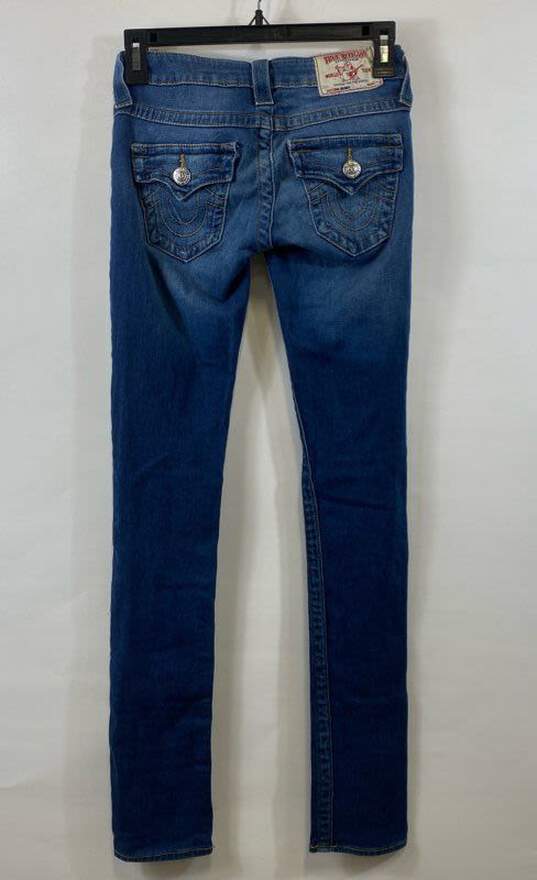 True Religion Womens Blue Ultra Low Rise Slim Fit Denim Skinny Leg Jeans Size 24 image number 2