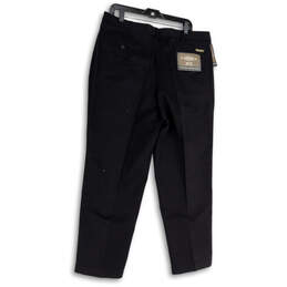 NWT Mens Black Flat Front Pockets Deep Dye Straight Leg Dress Pants 36x29 alternative image