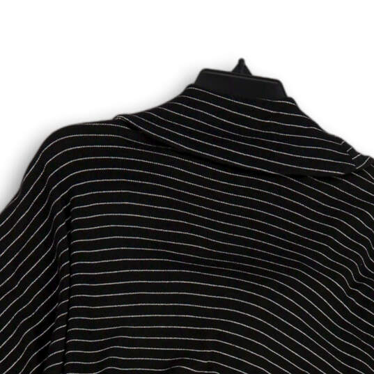 Womens Black Striped Long Sleeve Cowl Neck Pullover Blouse Top Size Large image number 4