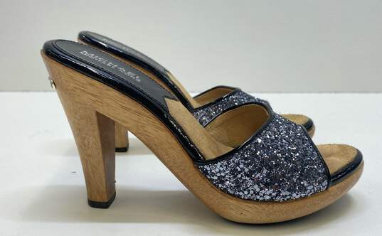 Michael Kors Sequin Strap Wooden Heel Pumps Silver 6.5 image number 3