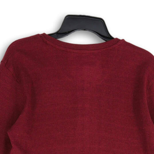NWT Womens Burgundy Long Sleeve Henley Neck Pullover T-Shirt Size Large image number 4