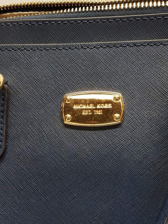 Michael Kors Saffiano Navy Leather Satchel image number 2