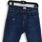 Womens Blue Denim Distressed Raw Hem 5-Pocket Design Skinny Jeans Size 5/W27 image number 3