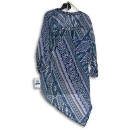 Democracy Womens Blue Aztec Long Sleeve Sheer Hi-Low Blouse Top Size XL alternative image
