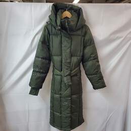 GAP Olive Green Puffer Hooded Long Jacket Coat Women's XS