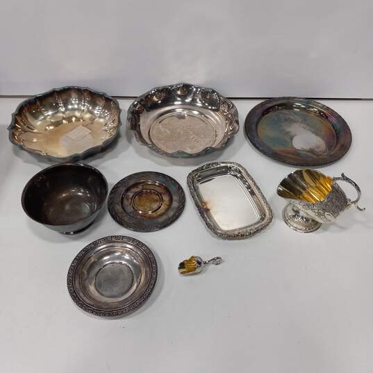 9PC Silver Plated Assorted Dinnerware Bundle image number 1