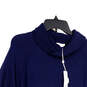 NWT Womens Blue Knitted Long Sleeve Cowl Neck Pullover Sweater Size Large image number 3