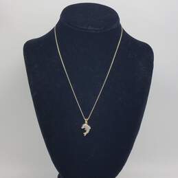 Ross Simons Gold Over Sterling Silver Melee Diamond Dolphin 18" Necklace 2.5g