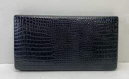 Black Genuine Croc Leather Bifold Evening Clutch Bag alternative image