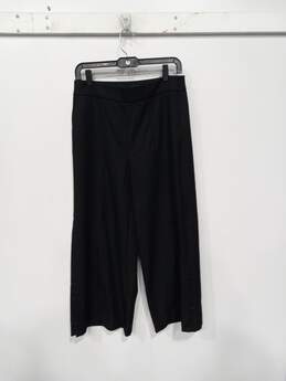 White House Black Market Women's Wide Leg Basket Weave Black Cropped Pants 4R alternative image