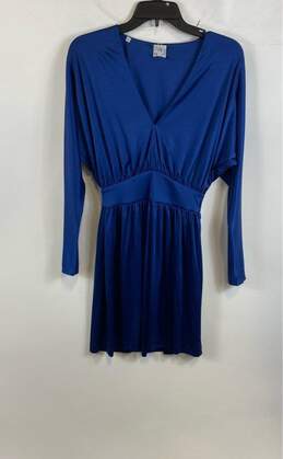 NWT Halston Heritage Womens Sapphire V-Neck Pullover Fit & Flare Dress Size 0