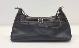Brighton Leather Embossed Double Strap Shoulder Bag Black