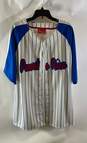 Empire Bigland Mens White Blue Pinstripe Puerto Rico Button-Up Jersey Size XL image number 1