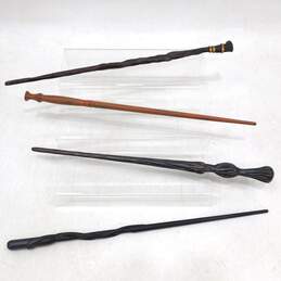 Lot of 4 Harry Potter Replica Cosplay Wands 14 Inch Woven Black Carved Wood