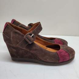 Gentle Souls Women’s Platform Mary Jane Wedge Shoes Brown/Red Suede Size 7.5 M alternative image