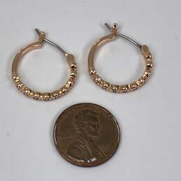 Designer Kate Spade Gold-Tone Rhinestone Round Fashionable Hoop Earrings alternative image