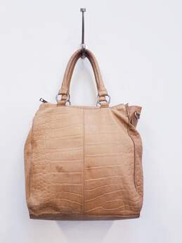 Christelle & Co. Tan Leather Croc Embossed Large Shoulder Tote Bag alternative image