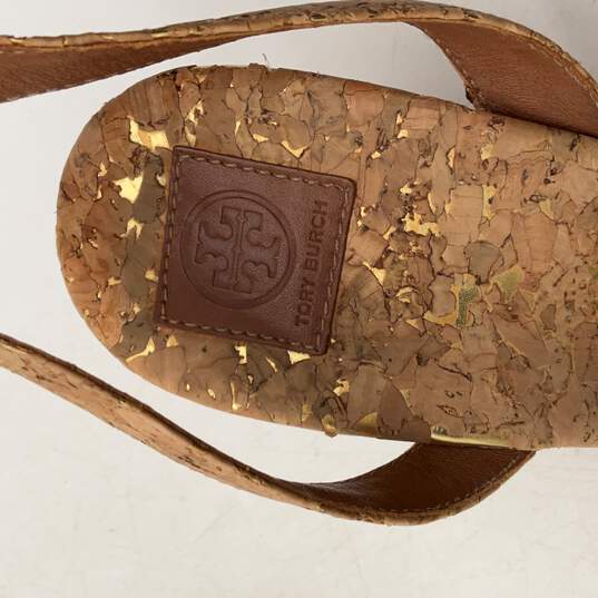 Tory Burch Womens Brown Open Toe Wedge Heel Ankle Strap Espadrille Sandals Sz 8M image number 4