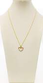 9K Yellow Gold Rhinestone Heart Pendant Necklace 1.7g image number 1
