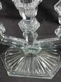 Cut Crystal Glass Decanter, Pedestal Bowl, Mini Bowl and Candelabra 5pc Lot image number 4