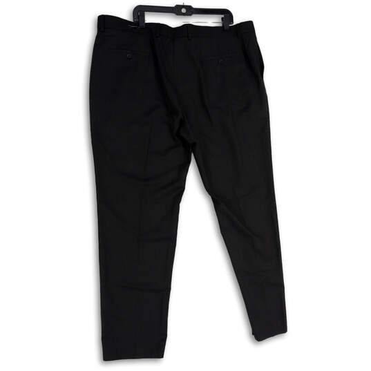 NWT Mens Black Flat Front Slash Pocket Straight Leg Dress Pants Size 44x34 image number 4