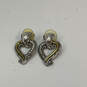 Designer Brighton Two-Tone Heart Shape Door Knocker Post Drop Earrings image number 3