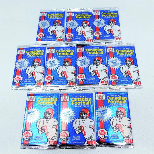 10 Factory Sealed 1991 All World CFL Football Card Packs image number 1