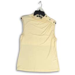DKNY Womens Cream Sleeveless Mock Neck Pullover Blouse Top Size Large