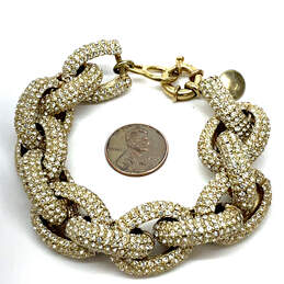 Designer J. Crew Gold-Tone Pave Rhinestone Oval Link Chain Bracelet alternative image