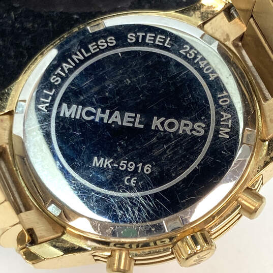 Designer Michael Kors Cooper MK-5916 Gold-Tone Round Dial Analog Wristwatch image number 4