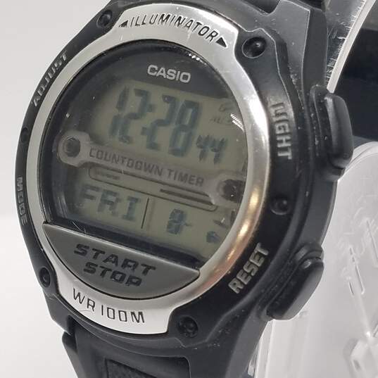 Men's Casio 40mm WR 100M Chrono Digi Stainless Steel Watch image number 3