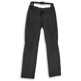 Womens Black Elastic Waist Zipper Pocket Drawstring Ankle Pants Size Small