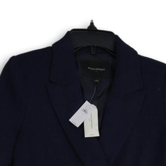 NWT Womens Navy Blue Peak Lapel Long Sleeve Double Breasted Blazer Size 0 image number 3