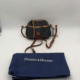 Dooney & Bourke Womens Black Brown Pebble Grain Leather Domed Crossbody Bag